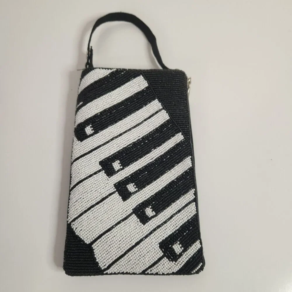 Bamboo Trading Company Cell Phone or Club Bag, Beaded Piano